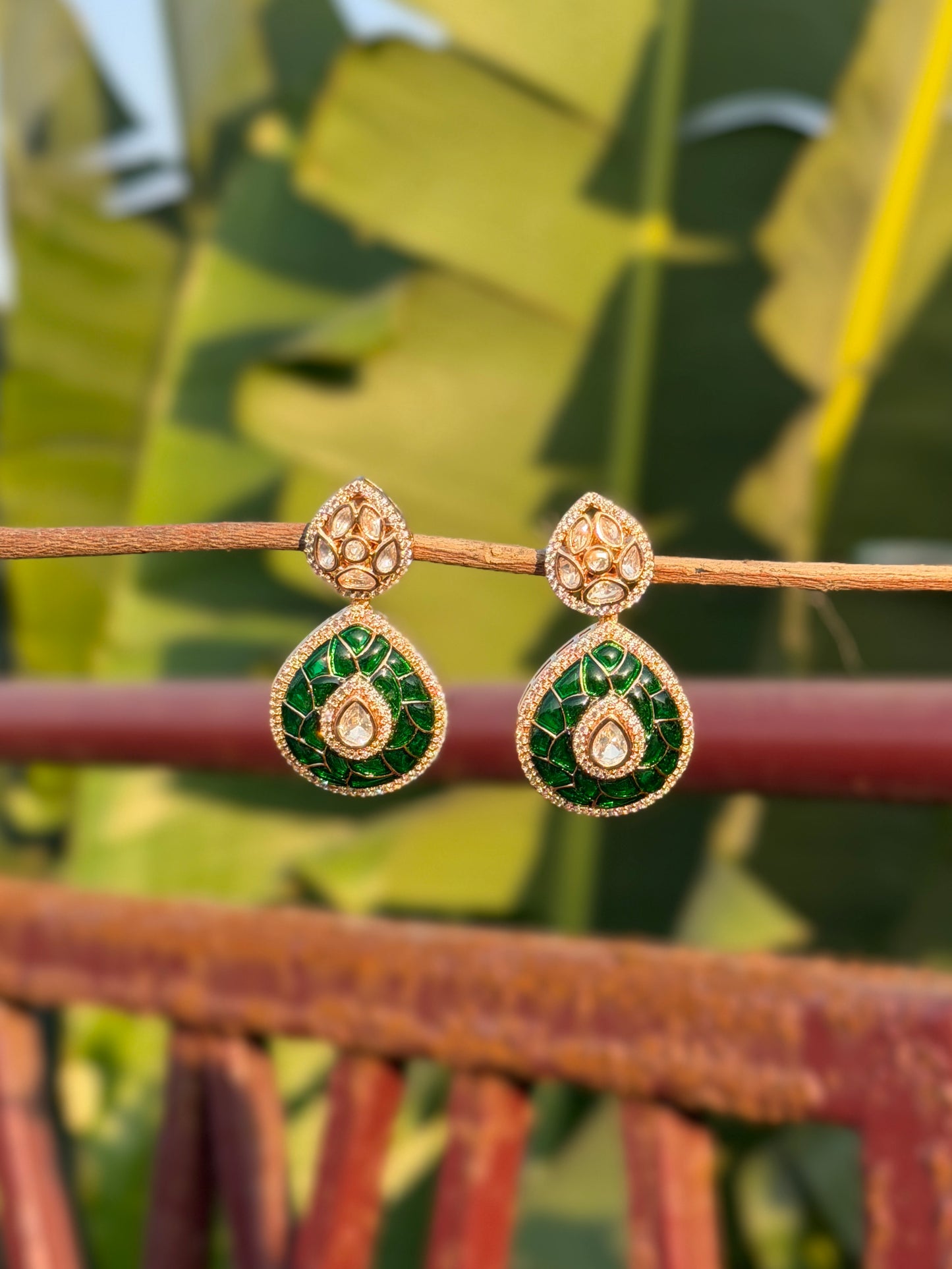 Designer Polki Drop Earrings