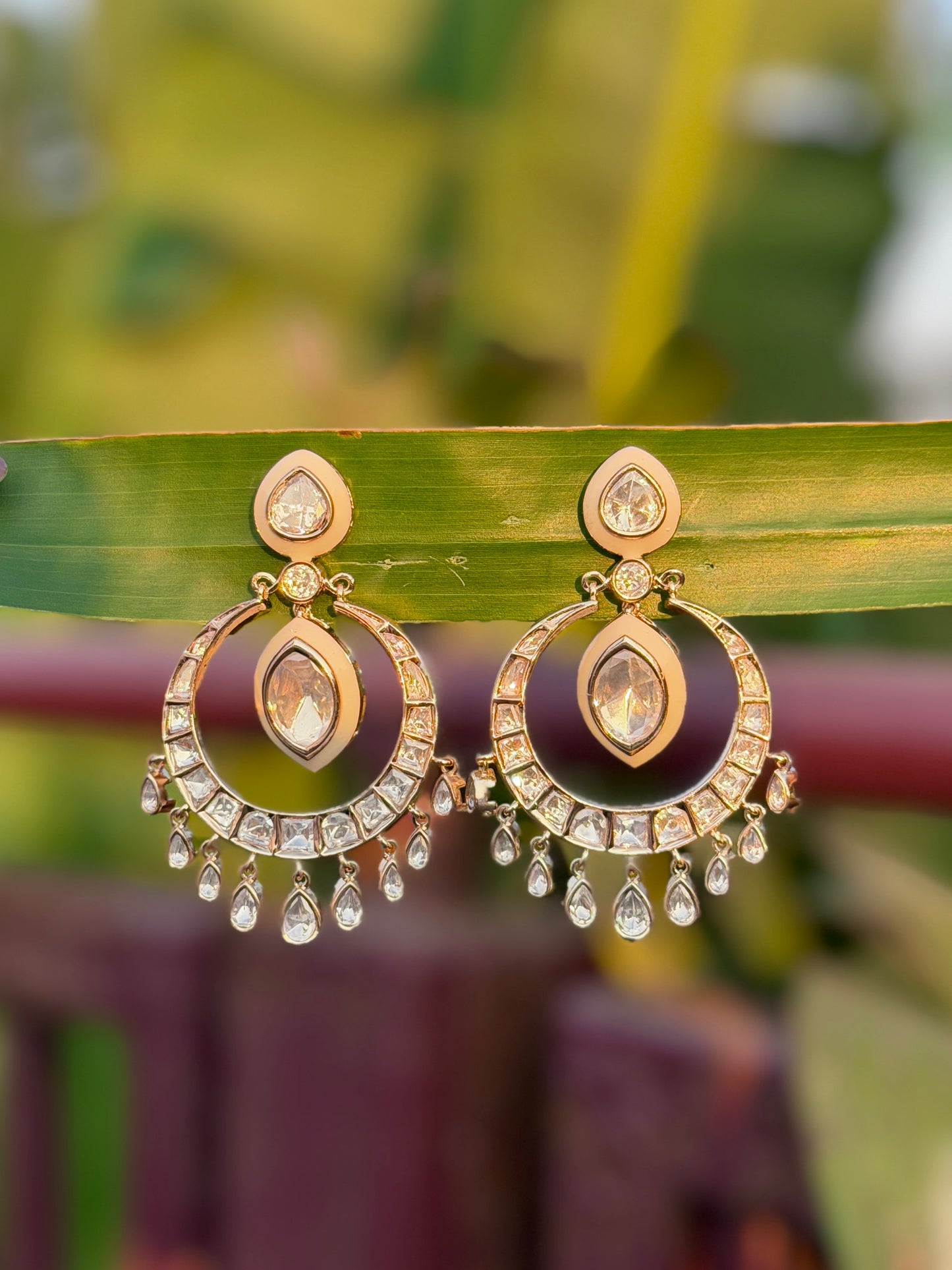 Polki Kundan Jhumka Style Earrings