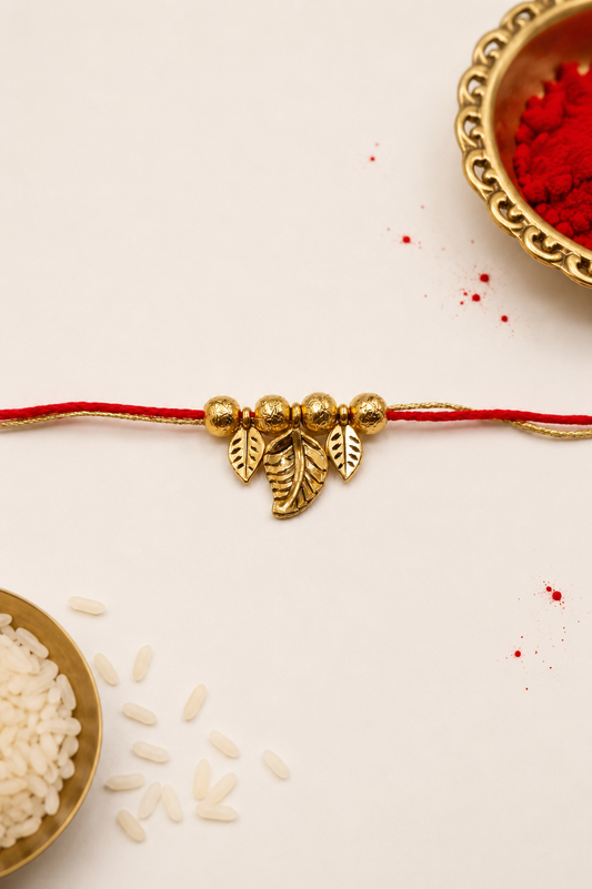 Golden Leaf Bhai Rakhi