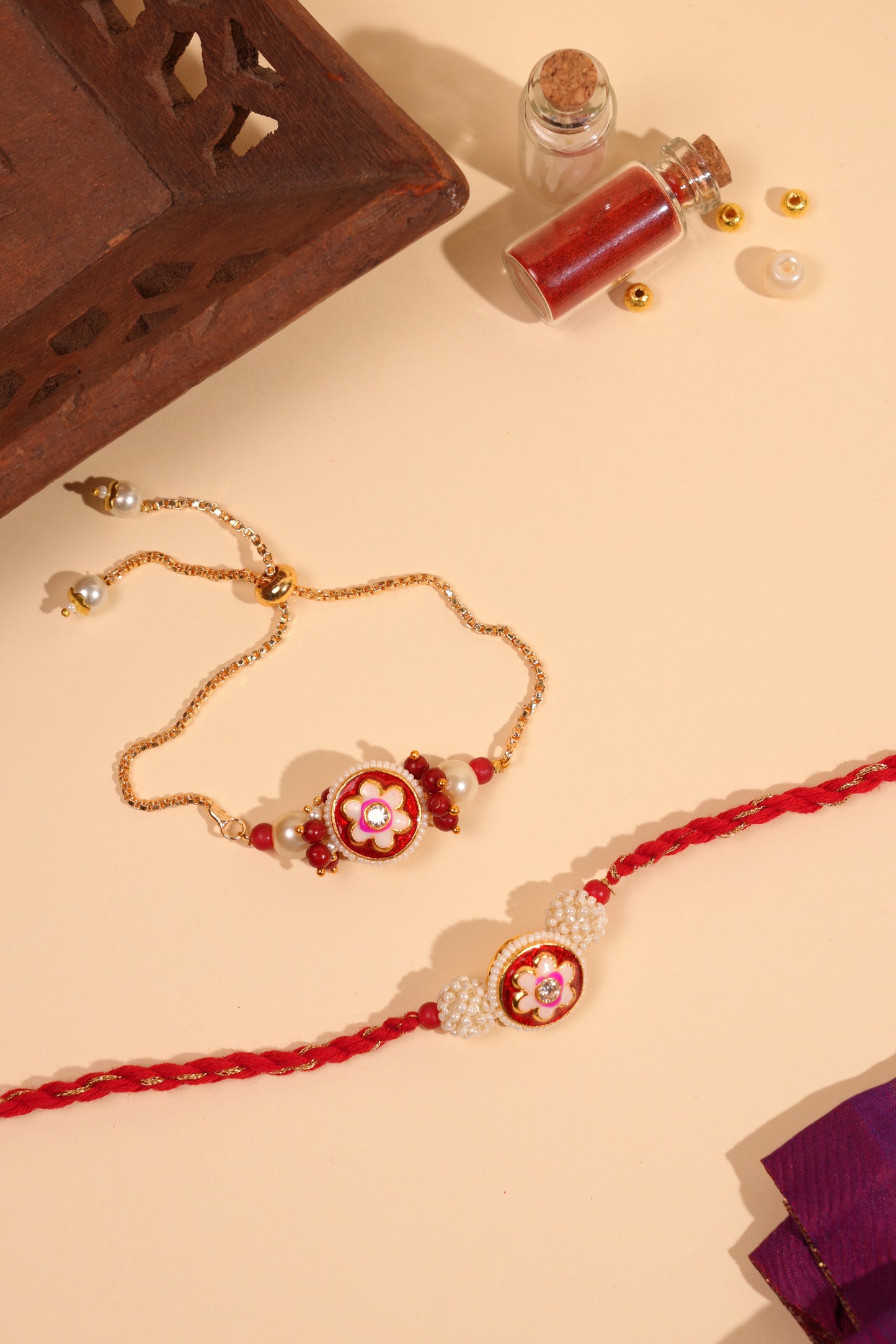 Kumkum Pearl Bhai Bhabhi Rakhi Set