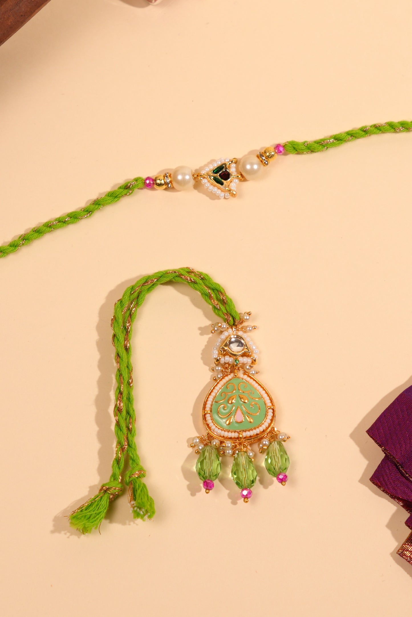 Tulsi Pearl Rakhi Lumba set