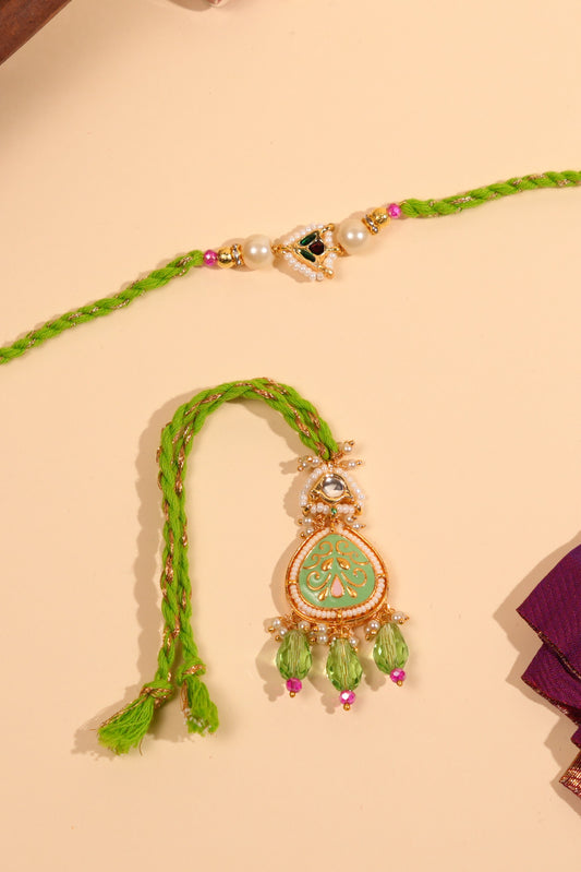 Tulsi Pearl Rakhi Lumba set
