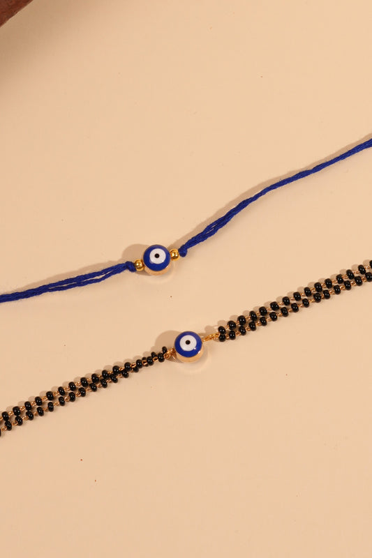 Round Evil Eye Bhaiya Bhabhi Rakhi Set