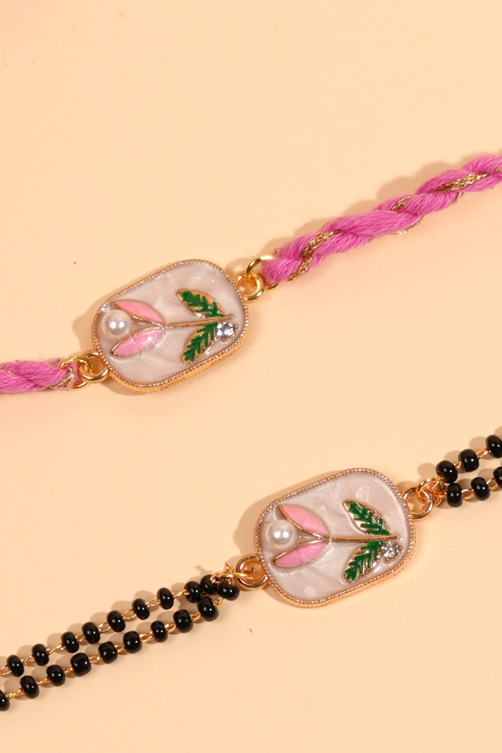 Tulip Pearl Bhaiya Bhabhi Rakhi Set