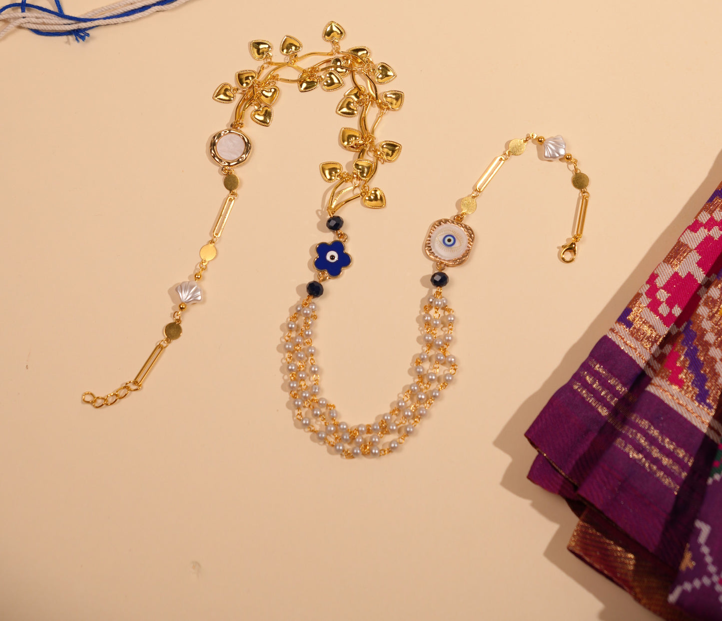 Hearts Tri-Fold Bhabhi Bracelet Rakhi