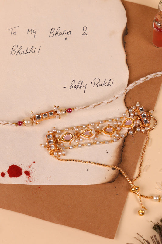 Moonlight Pearl Bhaiya Bhabhi Rakhi Set