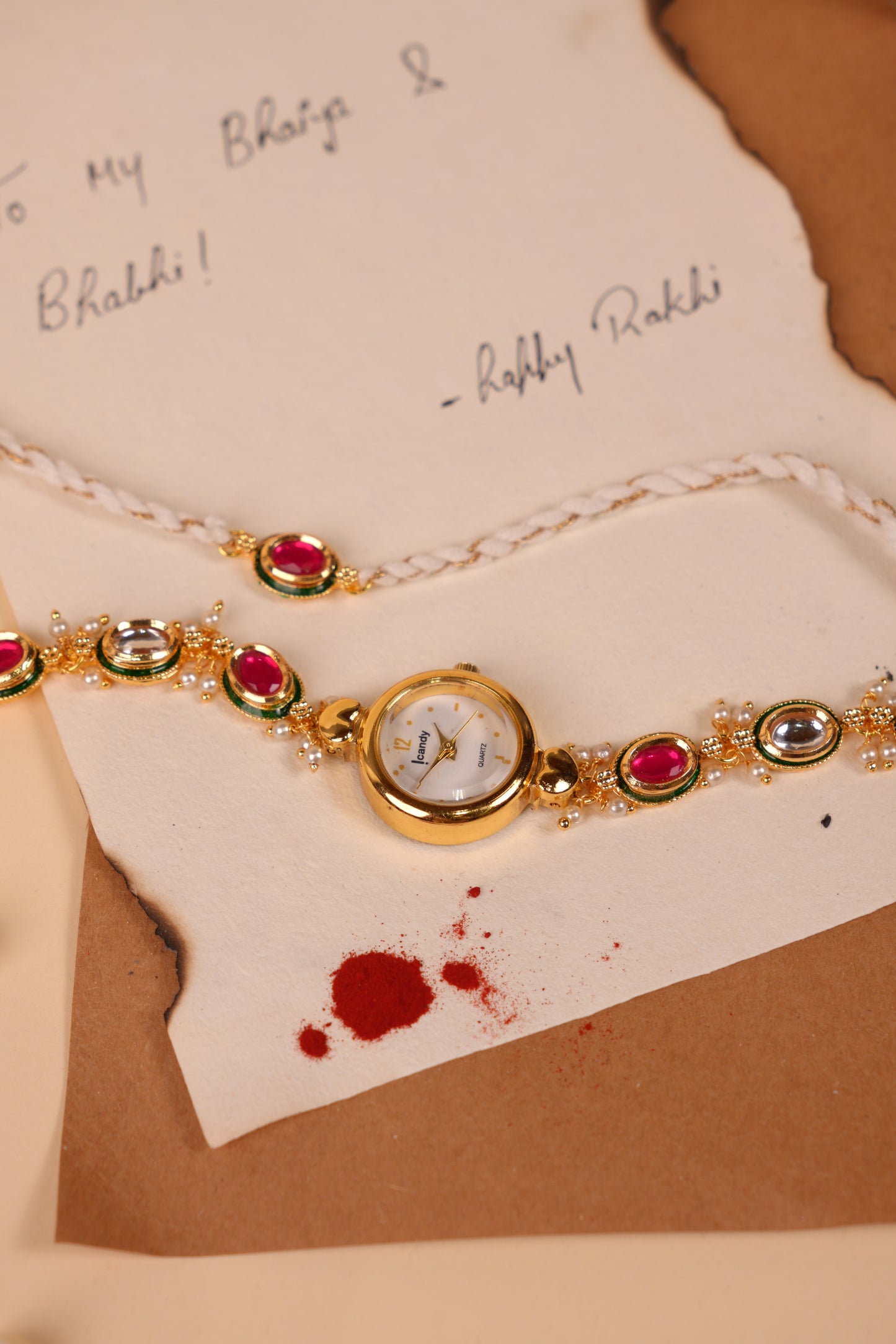 Royal Kundan Watch Rakhi Set