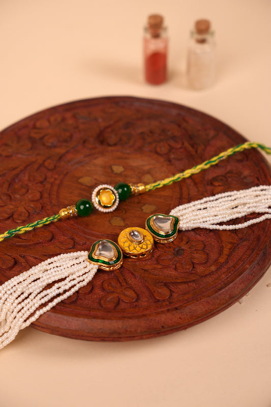 Sunlit Pearl Bhaiya Bhabhi Rakhi Set