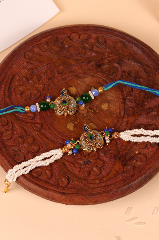 Mor Mukut Bhaiya Bhabhi Rakhi Set