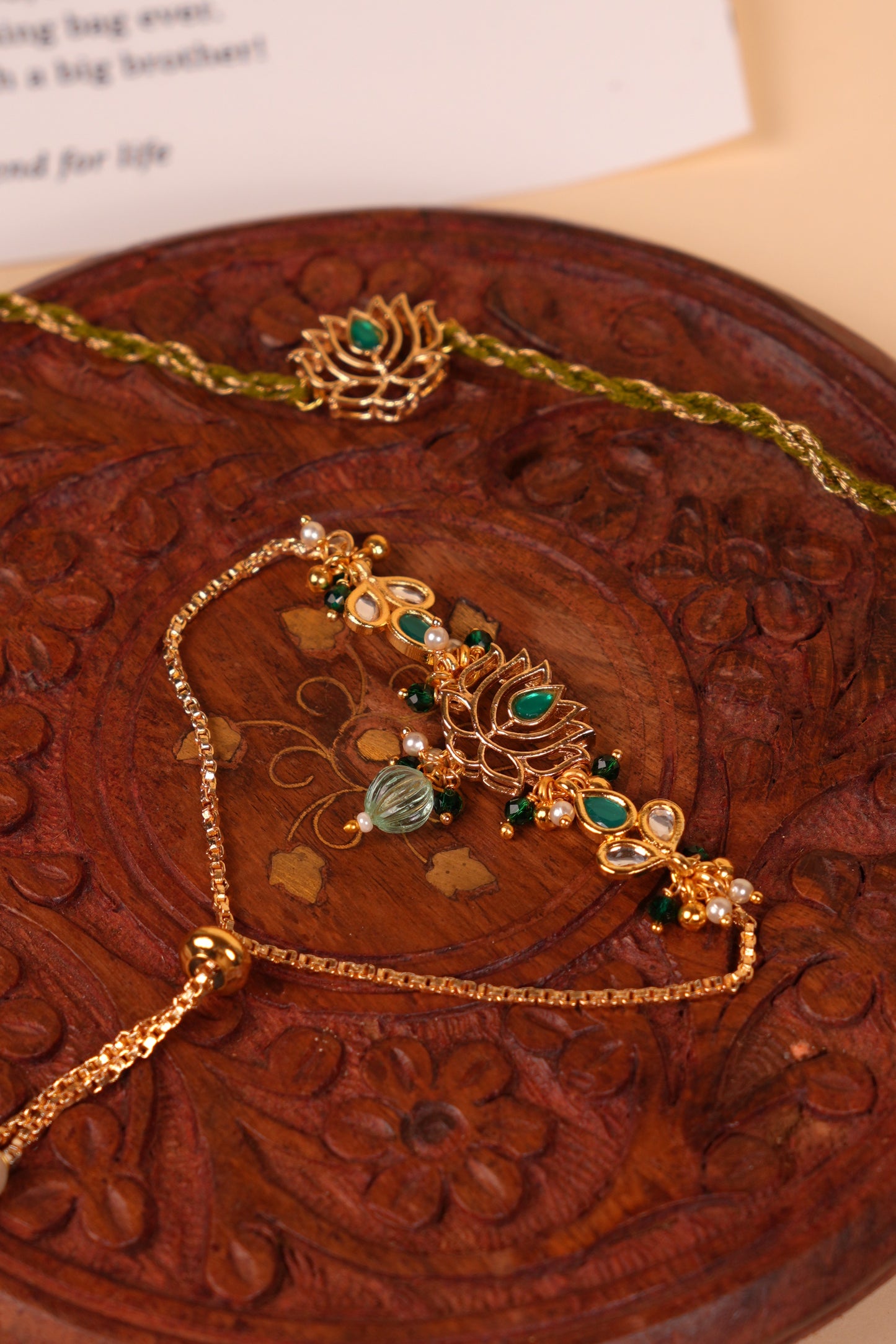 Heirloom Lotus Bhaiya Bhabhi Rakhi Set