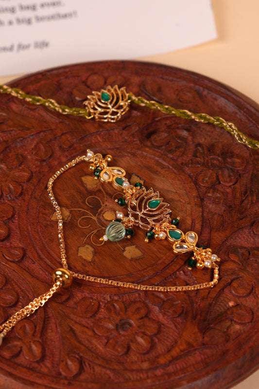 Heirloom Lotus Bhaiya Bhabhi Rakhi Set
