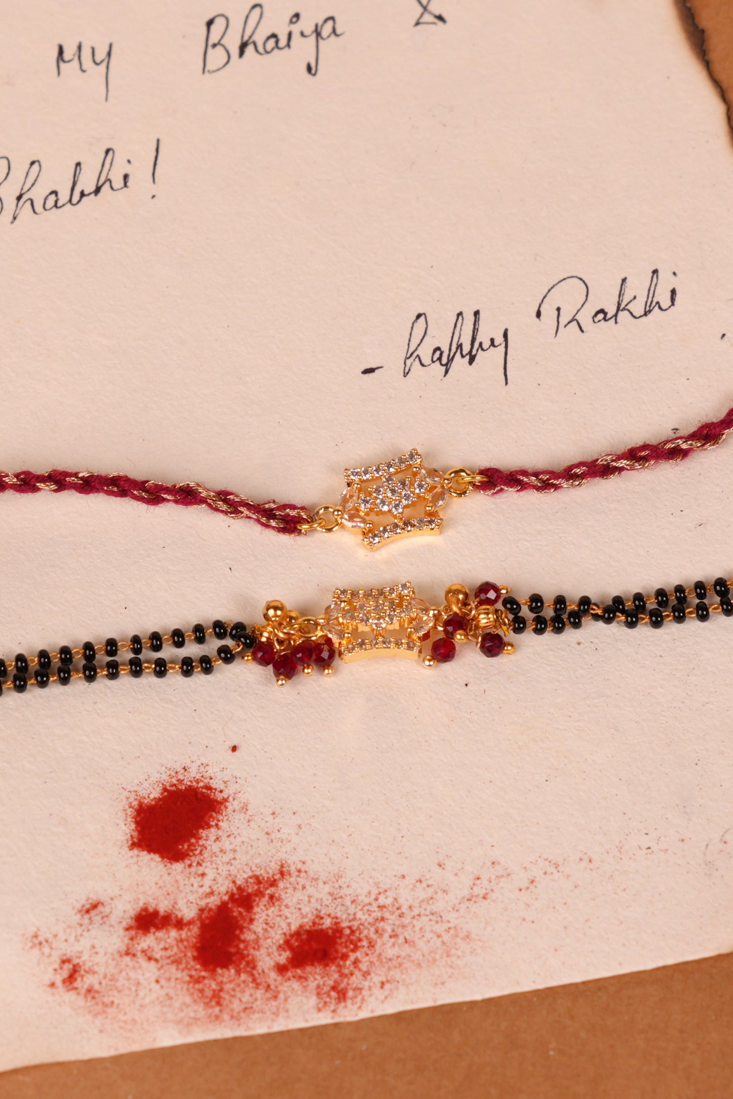 Crystal Crown Bhaiya Bhabhi Rakhi Set