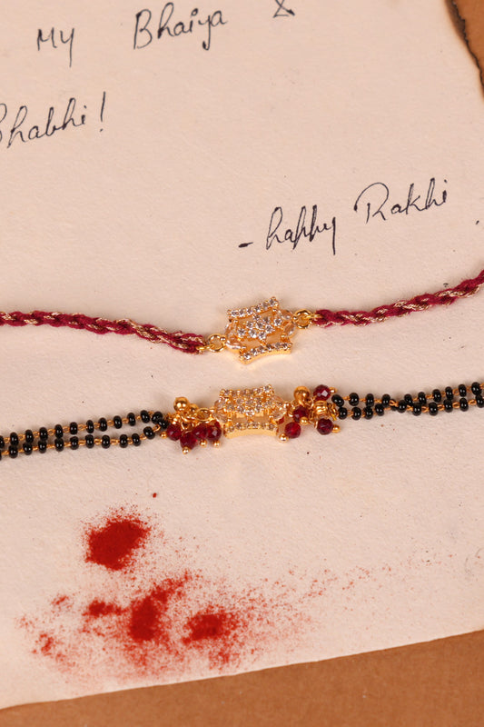 Crystal Crown Bhaiya Bhabhi Rakhi Set