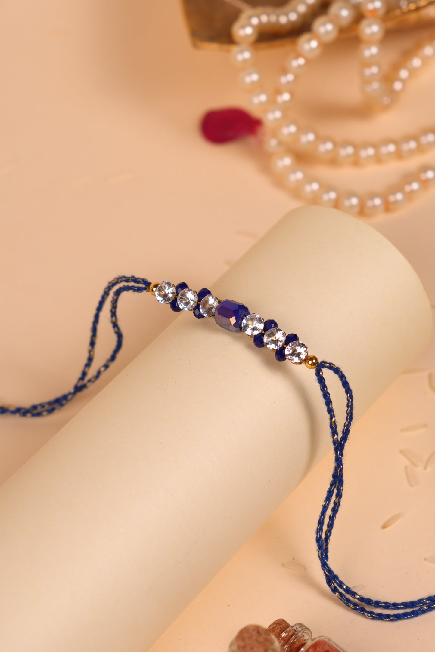 Royal Blue Crystal Bhai Rakhi