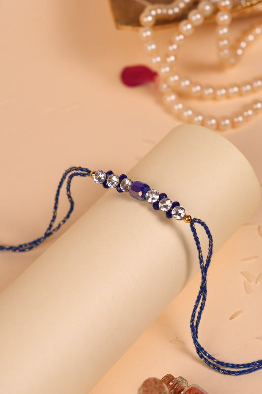 Royal Blue Crystal Bhai Rakhi