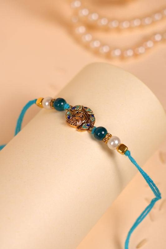 Turquoise Peacock Bhai Rakhi