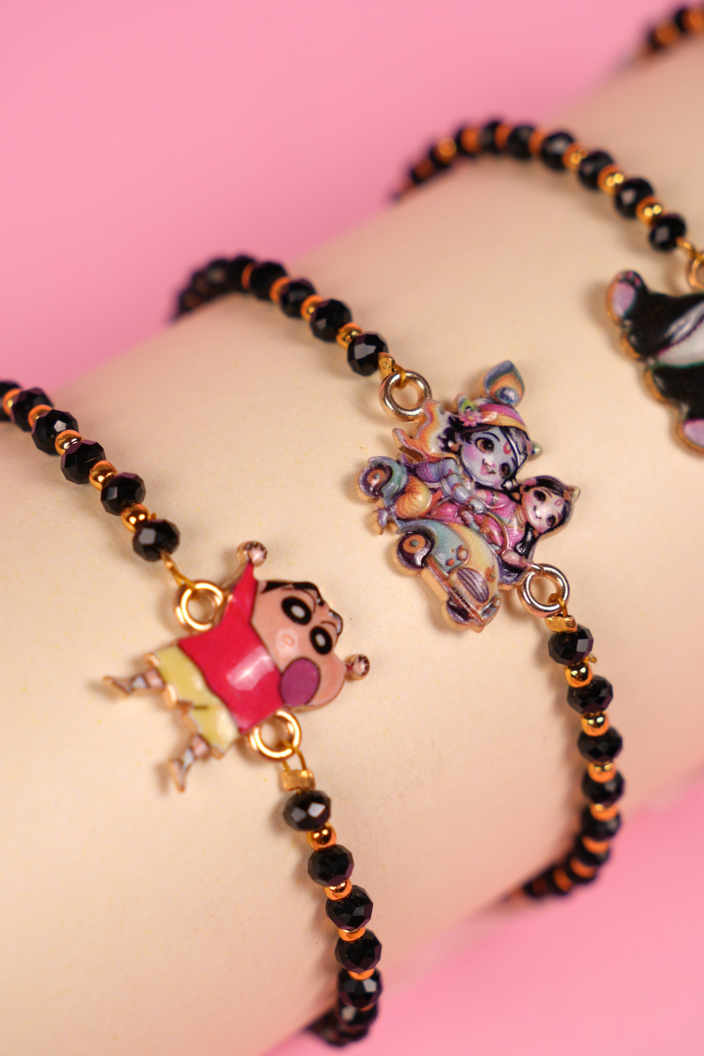 Character Black Bead Kids Rakhi