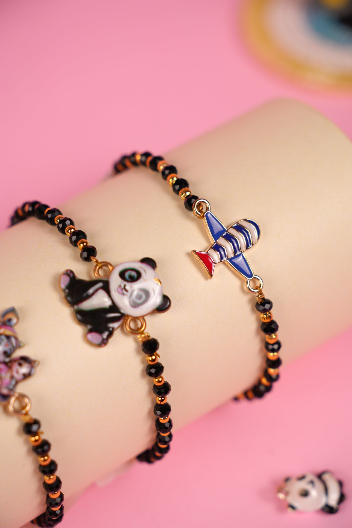 Character Black Bead Kids Rakhi