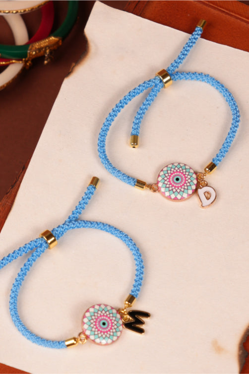 Mandala Evil Eye Initial bhabhi bracelet rakhi