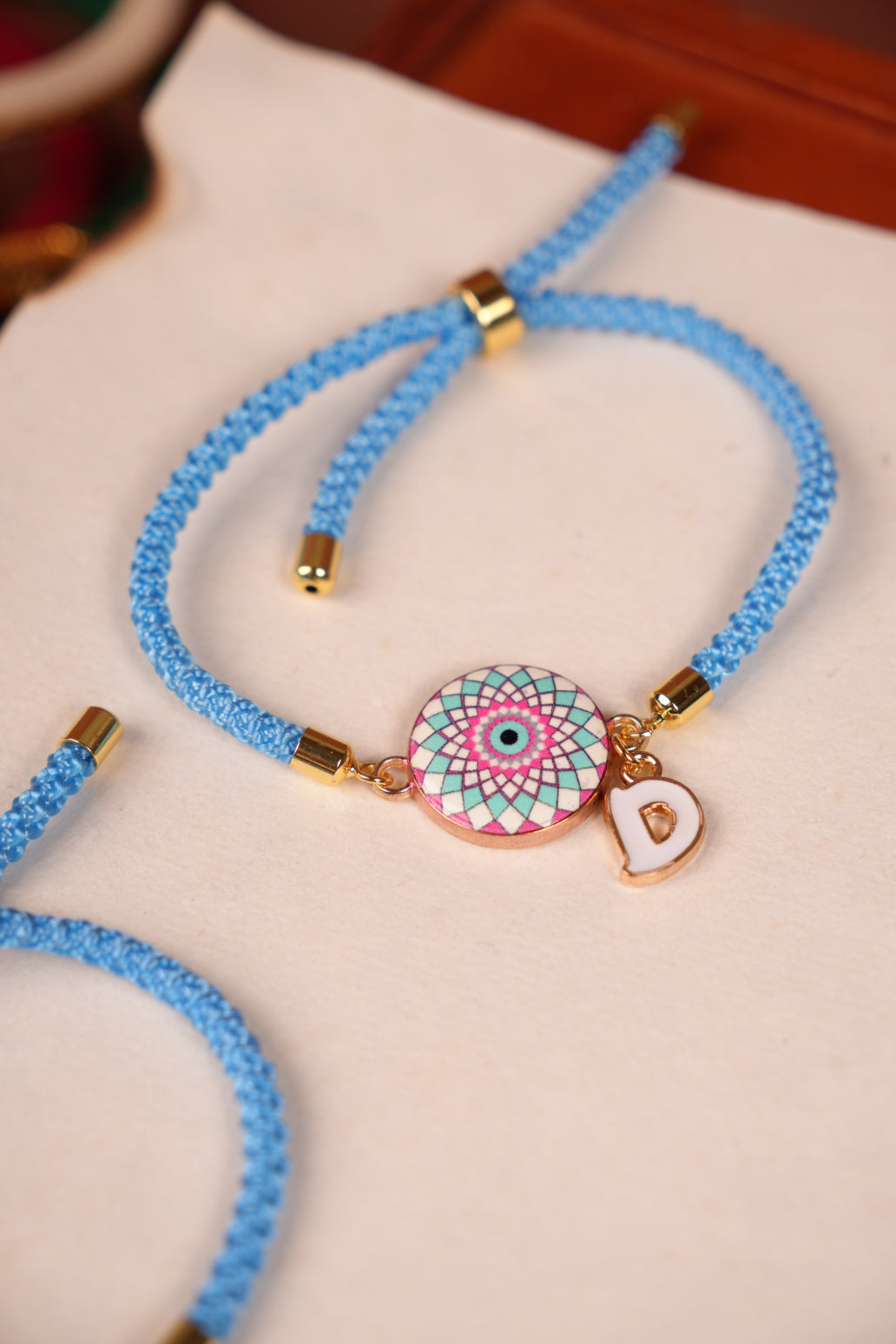 Mandala Evil Eye Initial bhabhi bracelet rakhi