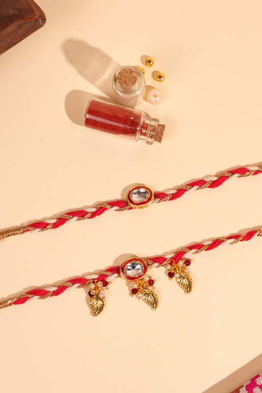Royal Red Pankh Bhaiya Bhabhi Rakhi Set