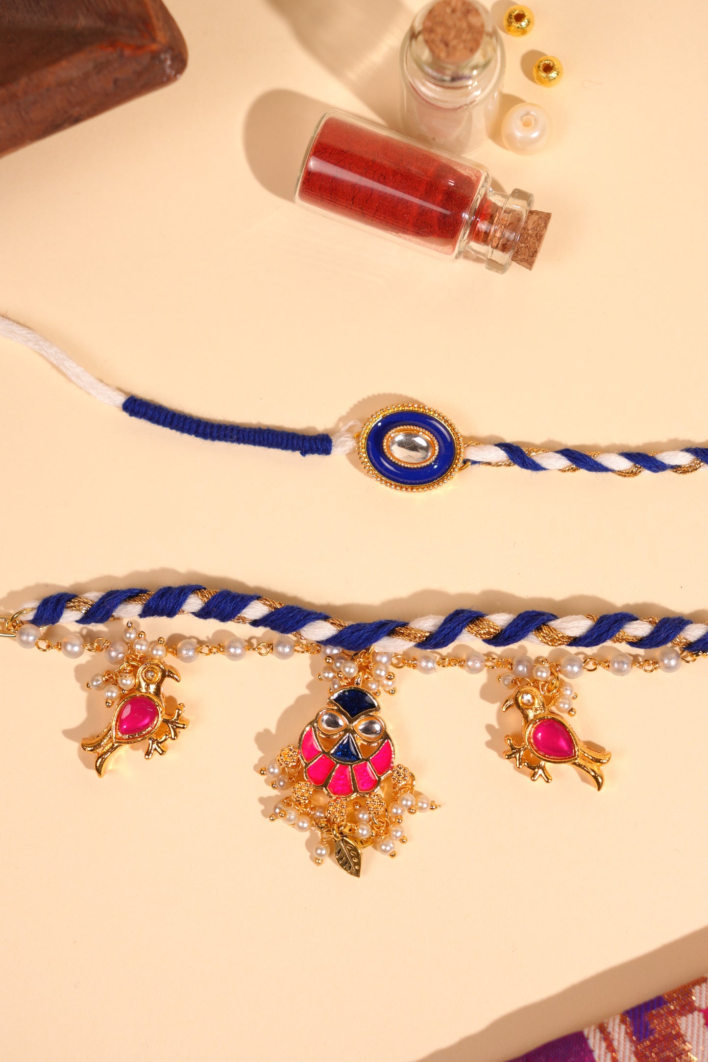 Blue Blossom Bhaiya Bhabhi Rakhi Set