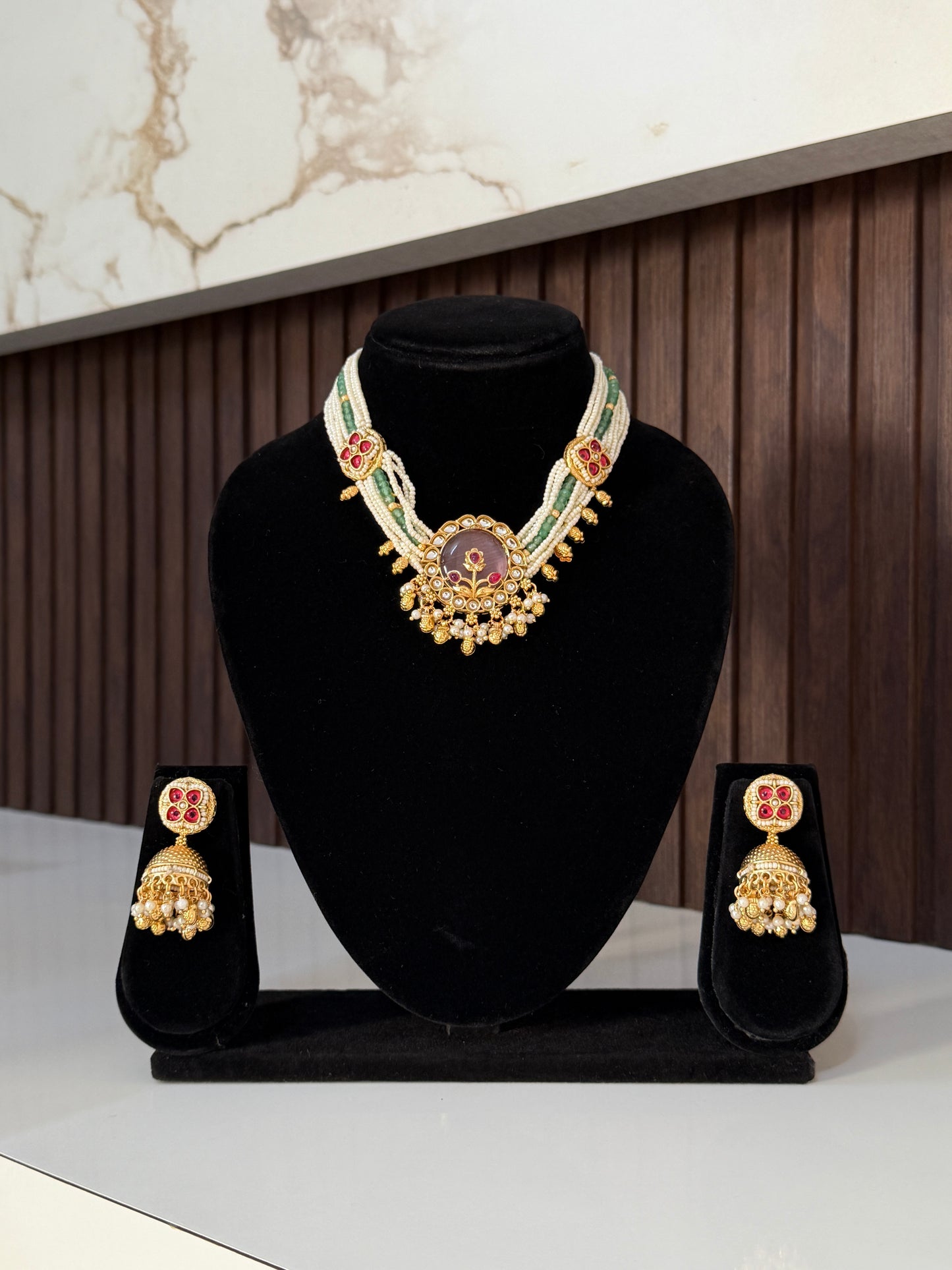 Heritage Pearl Kundan Pendant Choker Set