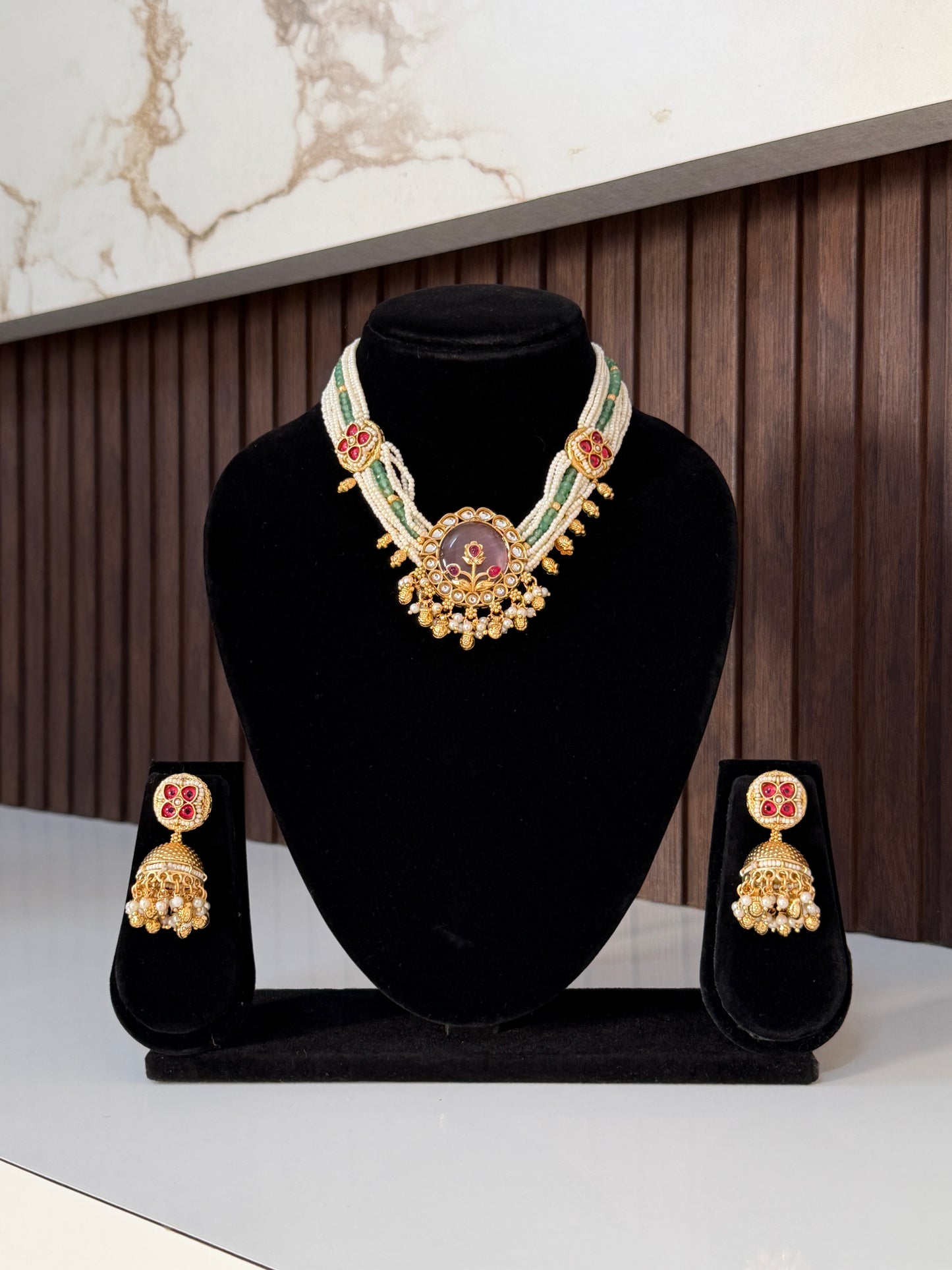 Heritage Pearl Kundan Pendant Choker Set