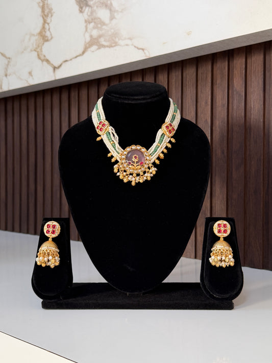 Heritage Pearl Kundan Pendant Choker Set