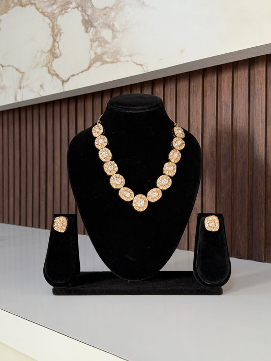 Moissanite Uncut Polki Statement Necklace Set
