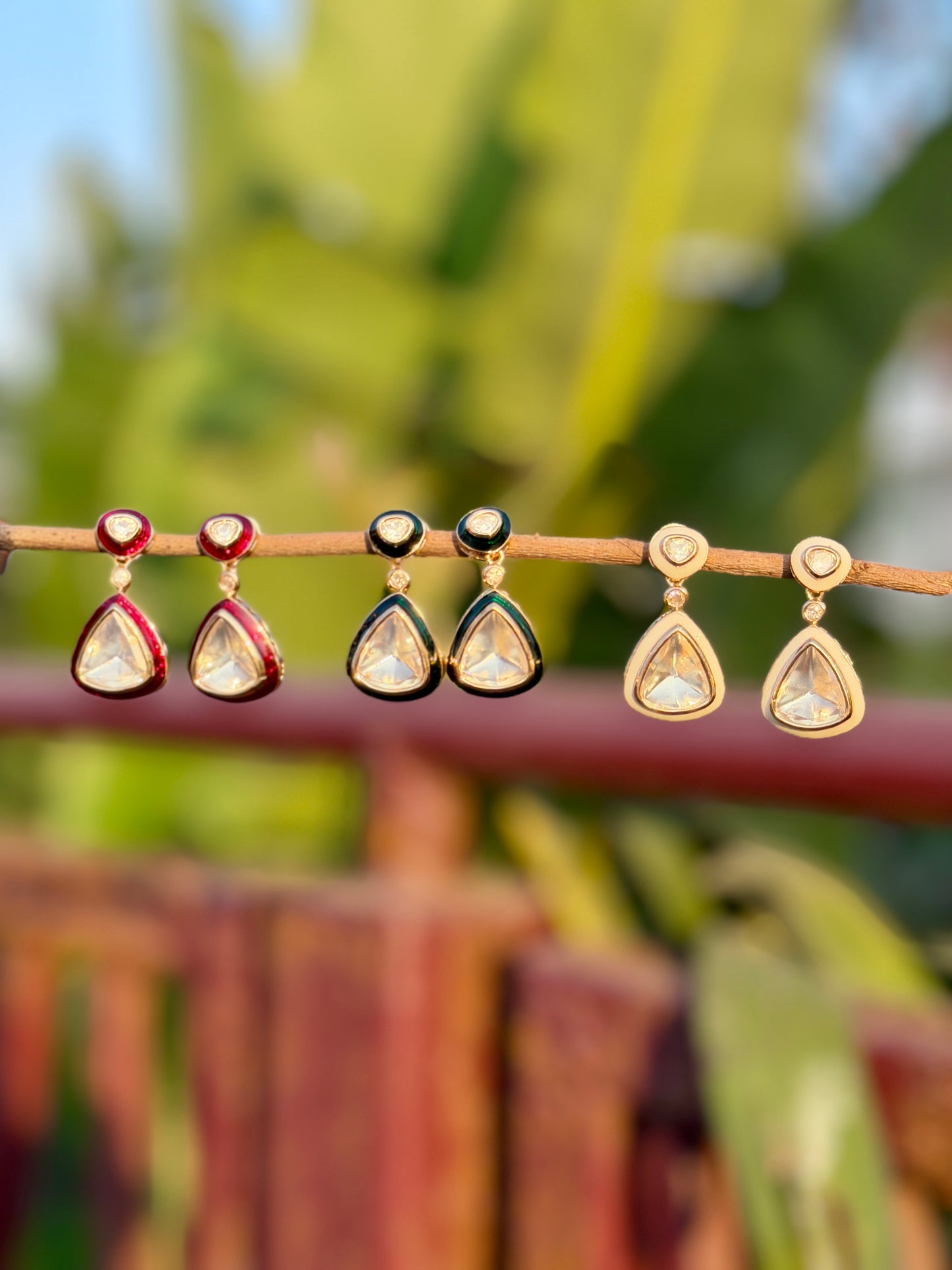 Minimal Polki Kundan Drop Earrings