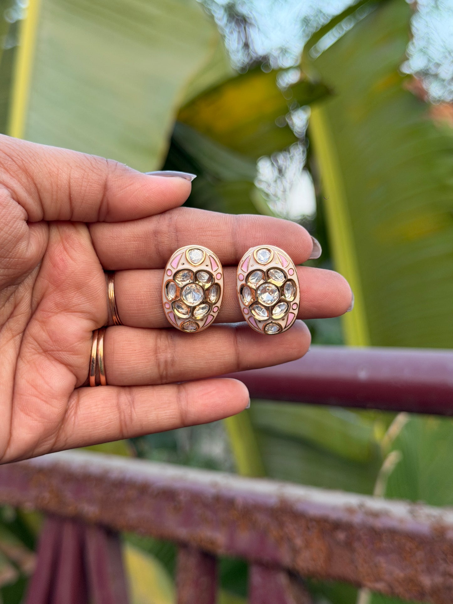 Oval Shaped Stud Earrings