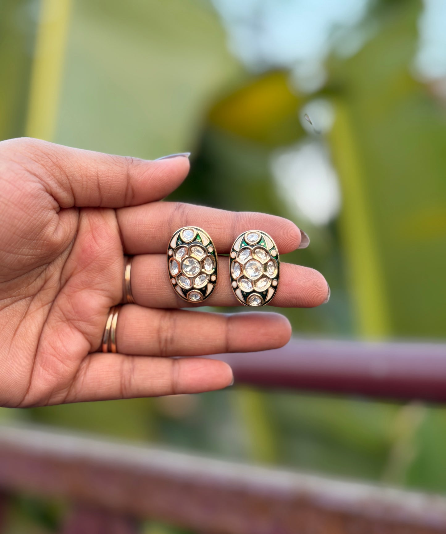 Oval Shaped Stud Earrings
