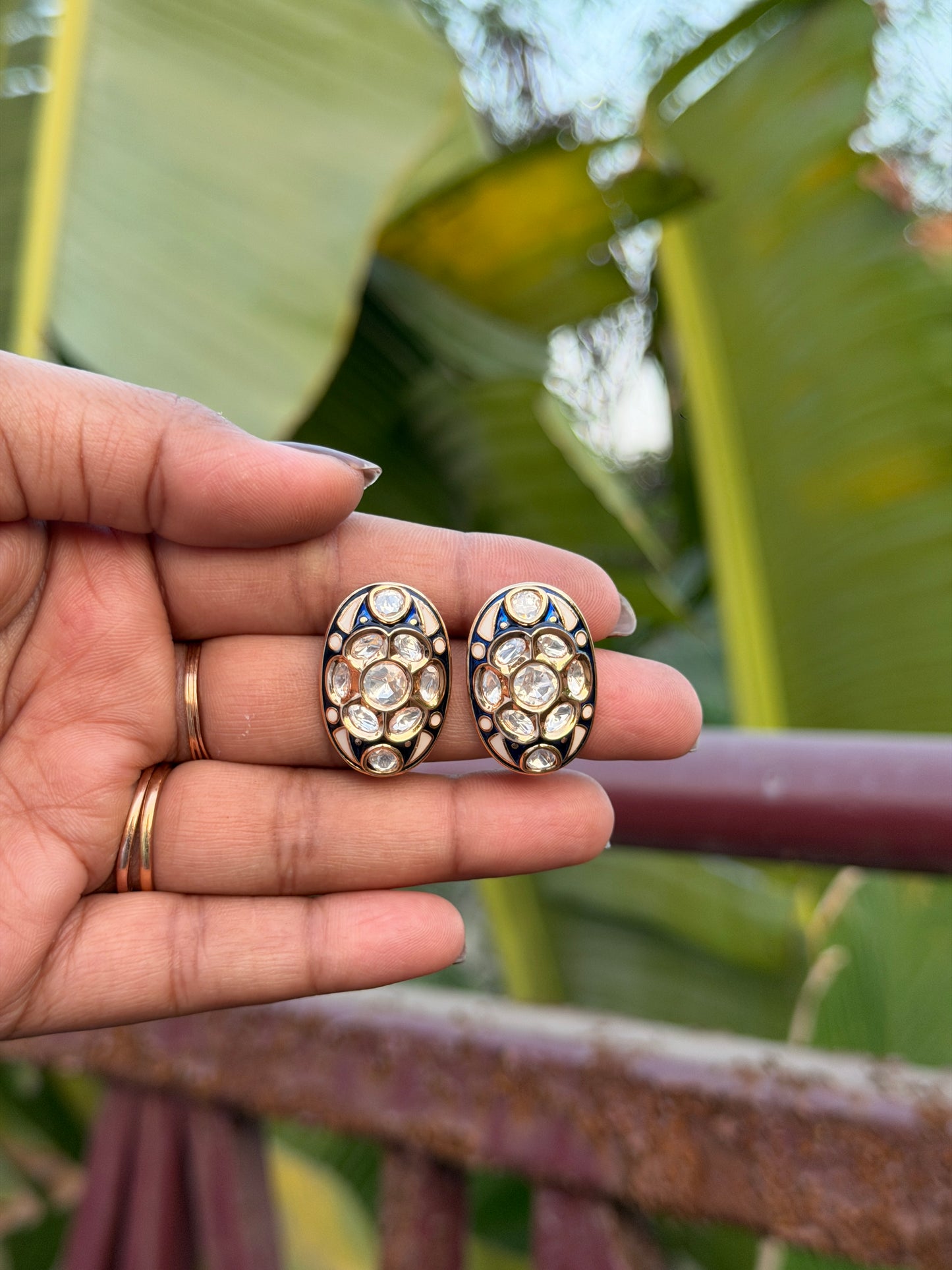 Oval Shaped Stud Earrings