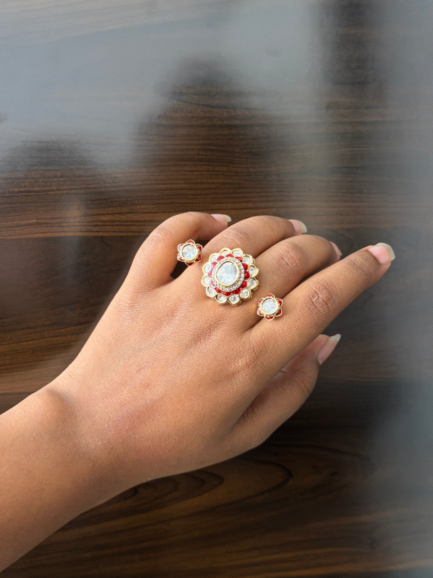 Floral Design Two Finger Ring