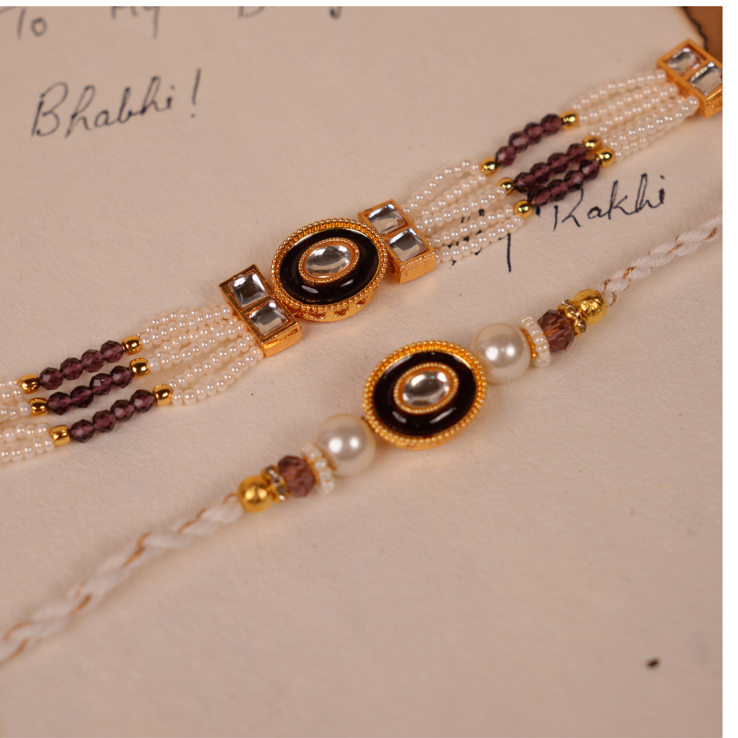 Premium Enamel Bhai Bhabhi Rakhi Set