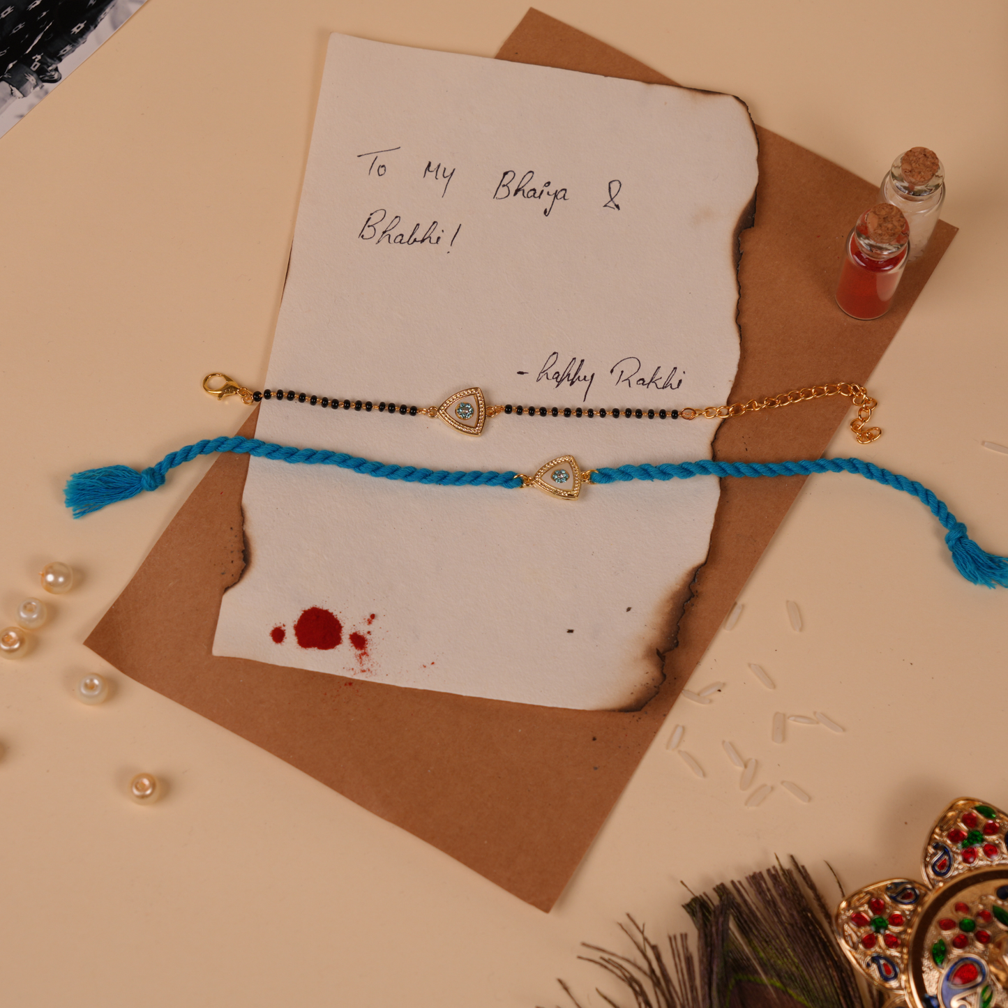 Protective Evil Eye Bhaiya Bhabhi Rakhi set