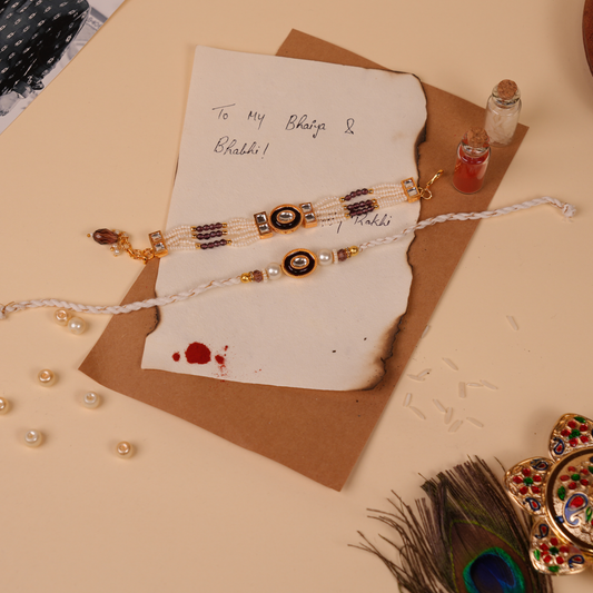 Premium Enamel Bhai Bhabhi Rakhi Set