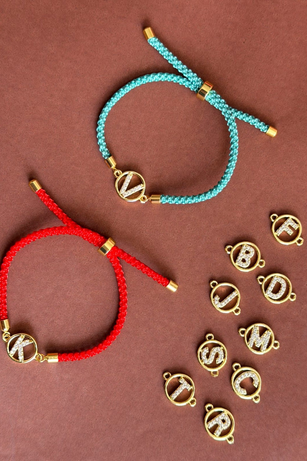 Alphabet Charm Adjustable Cord Bhabhi Rakhi