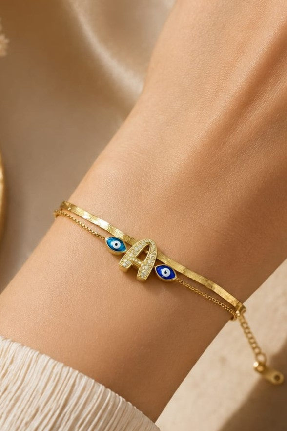 Layered Nazar Initial Bracelet Bhabhi Rakhi
