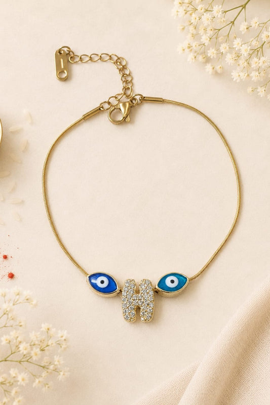 Dual Side Initial Evil Eye Bhabhi Rakhi