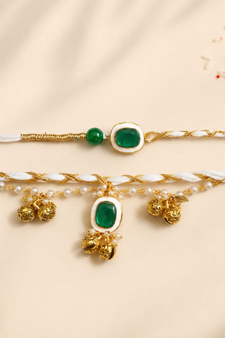 Emerald Jhilmil Bhaiya Bhabhi Rakhi Set